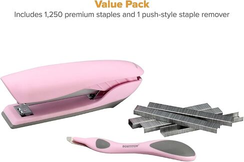 Bostitch Office Velvet Stapler Value Kit, No-Jam, Includes Staples and Magnetic Staple Remover, Pink (B326-PP-VLT-PNK) in Saudi Arabia