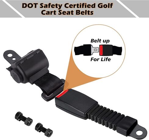 Golf Cart Seat Belts Retractable 47.64" Universal Seat Belts for Golf Cart EZGO TXT RXV, Yamaha, Club Car, UTV, ATV(2 Sets) in Saudi Arabia