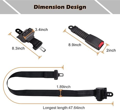 Golf Cart Seat Belts Retractable 47.64" Universal Seat Belts for Golf Cart EZGO TXT RXV, Yamaha, Club Car, UTV, ATV(2 Sets) in Saudi Arabia