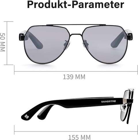 Smart Audio Sunglasses-Bluetooth 5.1-Touch & Voice Control-IPX 4 Waterproof-Square in Saudi Arabia