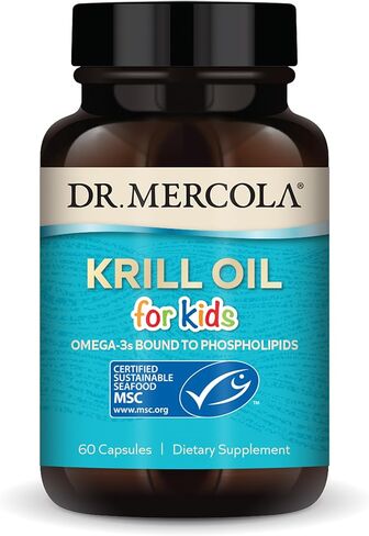 Dr. Mercola Krill Oil for Kids, 30 Servings (60 Capsules), Dietary Supplement, Omega-3s Bound to Phospholipids, Non-GMO, MSC Certified in Saudi Arabia