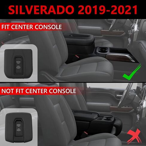 شاحن لاسلكي Xipoo متوافق مع 2019-2021 Chevy Silverado GMC Sierra علبة شاحن لاسلكي 15 وات استبدال شاحن لاسلكي سريع لملحقات 19-21 Chevy Silverado (مقعد القفز المناسب، 2019-2021) in Kuwait