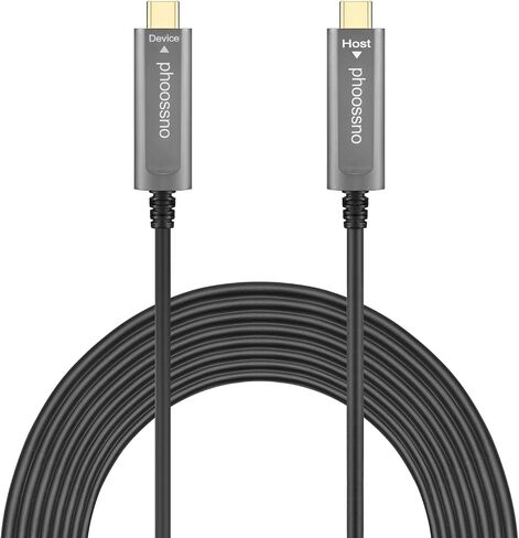 phoossno USB C إلى C كابل الألياف الضوئية USB 3.1 نوع C كابل 10 جيجابت في الثانية 50FT متوافق مع كاميرا Microsoft Azure Logitech Aver & Vaddio & Barco ClickShare Touch Screen Kinect Intel RealSense in Kuwait