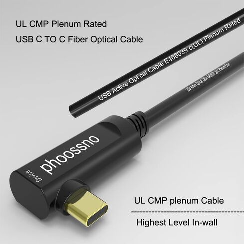 phoossno USB C إلى C كابل الألياف الضوئية USB 3.1 نوع C كابل 10 جيجابت في الثانية 50FT متوافق مع كاميرا Microsoft Azure Logitech Aver & Vaddio & Barco ClickShare Touch Screen Kinect Intel RealSense in Kuwait
