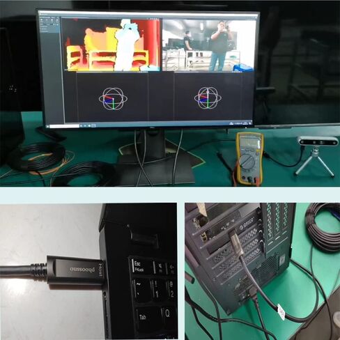 phoossno USB C إلى C كابل الألياف الضوئية USB 3.1 نوع C كابل 10 جيجابت في الثانية 50FT متوافق مع كاميرا Microsoft Azure Logitech Aver & Vaddio & Barco ClickShare Touch Screen Kinect Intel RealSense in Kuwait