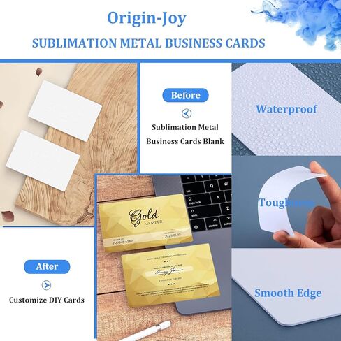 Origin-Joy 25 PCS Sublimation Metal Business Cards, 3.4 x 2.1 Inch Aluminum Printable Business Card Blanks for Custom Color Print (0.22 mm) in Saudi Arabia