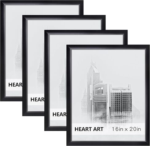 مجموعة إطارات HEART ART مقاس 16 × 20 مكونة من 4، إطارات صور مقاس 16 × 20 للملصقات بدون حصيرة، إطارات صور معرض الحائط، أسود in Saudi Arabia