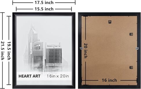 مجموعة إطارات HEART ART مقاس 16 × 20 مكونة من 4، إطارات صور مقاس 16 × 20 للملصقات بدون حصيرة، إطارات صور معرض الحائط، أسود in Saudi Arabia