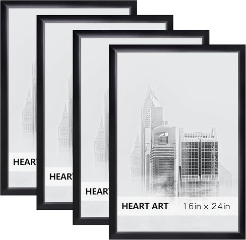 مجموعة إطارات HEART ART مقاس 16 × 20 مكونة من 4، إطارات صور مقاس 16 × 20 للملصقات بدون حصيرة، إطارات صور معرض الحائط، أسود in Saudi Arabia