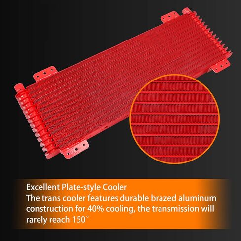 Transmission Oil Cooler Kit 40K GVW Max Low Pressure Drop Replace# LPD47391 47391 with Mounting Hardware - Black in Kuwait