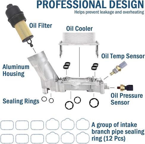 926-959 Aluminum Engine Oil Cooler & Filter Housing Kit with Sensors and Gaskets 926-876 Fit for Chrysler 200 300 Dodge Charger Challenger Journey Wrangler Ram, ProMaster 3.6L V6 in Kuwait