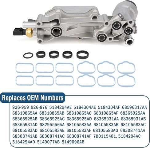 926-959 Aluminum Engine Oil Cooler & Filter Housing Kit with Sensors and Gaskets 926-876 Fit for Chrysler 200 300 Dodge Charger Challenger Journey Wrangler Ram, ProMaster 3.6L V6 in Kuwait