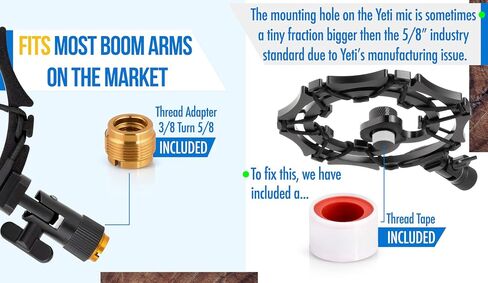 Vocalbeat Blue Yeti Microphone Shock Mount Mic Holder - Blue Yeti Shock Mount for Anti Vibrations from Quality Aluminum Material - Shockmount Accessories Compatible with Blue Yeti Boom Arm Mic Stand in Saudi Arabia