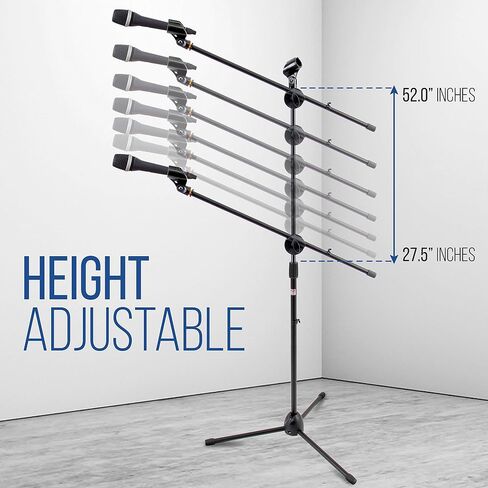 Pyle Universal Adjustable Tripod Microphone Stand - Pair of Heavy Duty Lightweight Professional Compact Extendable Stage Studio Floor Standing Boom Mic Holder w/Carry Bag, 5/8" Adapter PMKSKT35.5 in Saudi Arabia