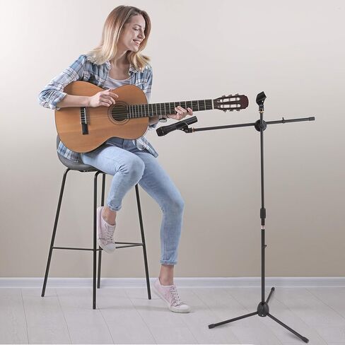Pyle Universal Adjustable Tripod Microphone Stand - Pair of Heavy Duty Lightweight Professional Compact Extendable Stage Studio Floor Standing Boom Mic Holder w/Carry Bag, 5/8" Adapter PMKSKT35.5 in Saudi Arabia