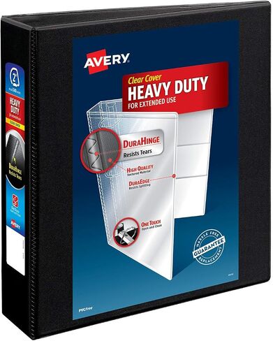 Avery Heavy-Duty View 3 Ring Binder, 1" One Touch Slant Rings, Holds 8.5" x 11" Paper, 1 Black Binder (05300) in Saudi Arabia