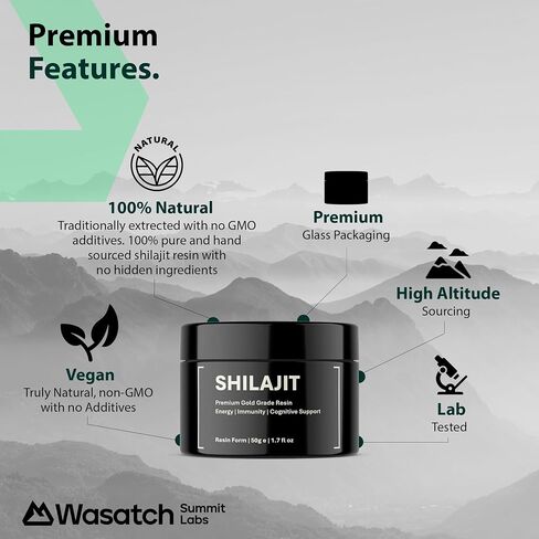 Pure Organic Shilajit Resin | Authentic Himalayan Gold Grade Harvested 16,000-18,000 ft | 100% Pure Unfiltered | 85+ Trace Minerals and Fulvic Acid for Energy and Immune Support | 100-day Supply in Saudi Arabia