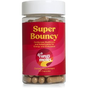 Fungiments Super Bouncy - Daily Energy, Physical Endurance, Recovery, Reduce Fatigue, Cordyceps Mushroom Extract, Green Tea Extract, Ginseng - 63 Count