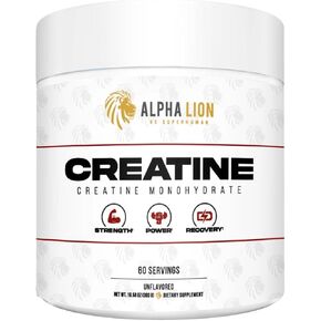 ALPHA LION Creatine Monohydrate Powder, 5000mg Per Serving (5g), Supports Muscle Strength, Power, Athletic Performance, Pure Creatine Supplement (60 Servings, Unflavored)
