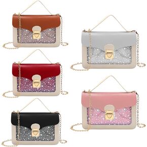 Paterr 5 Pcs Little Girls Purses Kids Crossbody Purses Princess Chain Purse Cute Girl Chain Bag Gifts for Kids Girls Women