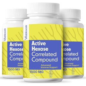 Active Hexose Correlated Compound Supplement 1500mg, Natural Mushroom Supplement Supports Immune Health, Liver Function, Maintains Natural Killer Cell Activity, 90 Capsules (Pack of 1)
