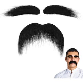 Fake Mustache and Eyebrows Self Adhesive Fake Mustache Set Fake Beard Costume Facial Hair Accessories Party Favor Men Women