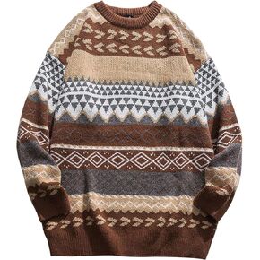 Mens Knit Sweater Grandpa Vintage Knitted Sweaters Oversized Striped Spring Pullover Casual Long Sleeve Pullovers