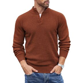 COOFANDY Men's Quarter Button Sweater Lightweight Mock Neck Pullover Sweater Fashion Casual Knitted Henley Sweater