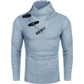 COOFANDY Men's Knitted Turtleneck Sweater Long Sleeve Slim Fit Designer Shawl Collar Pullover