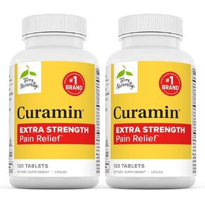 Terry Naturally Curamin Extra Strength - 120 Tablets, Pack of 2 - Non-Addictive Relief Supplement with Curcumin, Boswellia, DLPA & Nattokinase - Non-GMO, Vegan - 80 Total Servings