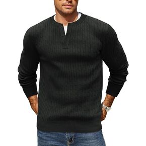 COOFANDY Men's Knit Henley Sweater Long Sleeve Button Down Fall Sweaters and Pullovers