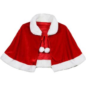 Christmas Cape Mrs Santa Claus Velvet Shawl Xmas Short Cloak Party Cosplay for Women Girls