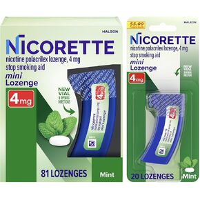 Nicorette 4 mg Mini Nicotine Lozenges to Help Stop Smoking - Mint Flavored Stop Smoking Aid, 101 Count
