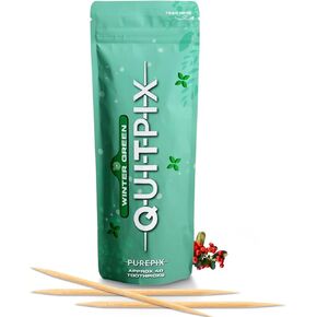 QuitPix Infused Premium Flavored Toothpicks - to Help Quit Smoking - Nicotine Free - Non-GMO, Kosher Vegan Cinnamon Swirl 40 Count Zip Pouch