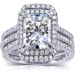 Kobelli Radiant-cut Moissanite Bridal Set 3 3/8 CTW 14k White Gold