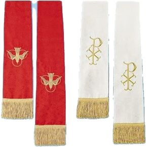 Jacquard Reversible Clergy Stoles (Red/White)