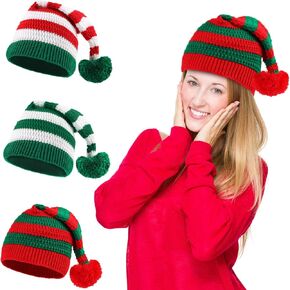 3 PCS Christmas Knitted Santa Hats for Women Kids Girl, Family Funny Beanie Hats Crochet Xmas Party Skull Caps Warm