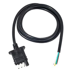 4 Way Trailer End Connector Wire 5 Feet Jacketed Cable, Heavy Duty 18AWG 4 Pin Flat Trailer Light Plug Color-Coded Pure Copper Trailer-Side Male Replacement 4 Wire Connector Trailer Hitch Wiring