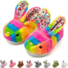 Toddler Slippers Girls Boys Kids Bunny House Slipper Winter Cute Rabbit Slippers Warm Soft Plush Fuzzy Slippers Indoor Non-Slip Animal Cartoon Slippers