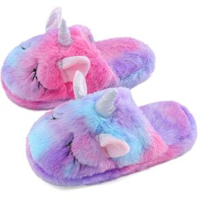 KAKU NANU Kids Slippers Fluffy Slippers Warm Rainbow Slippers Memory Foam Home Slides for Girls Boys in Saudi Arabia
