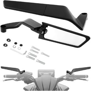 Racing Motorcycle Rear View Mirrors Adjustable Rotating Stealth Mirrors Wind Wing Side Mirror for Z400 Z650 Z900 1290 Super Duke R Evo ABS 390 Duke Street Bike (Black, Small)