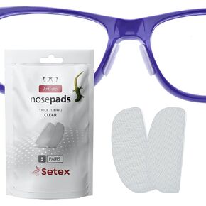 Setex Gecko Grip 1.8mm Thick Anti Slip Eyeglass Nose Pads, (5 Clear Pair) USA Made, 2500 Innovative Microstructured Fibers per Nose Pad, 1.8mm x 7mm x 16mm