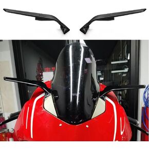 Motorcycle CNC Side Mirrors with LED Light Fits for Ducati Panigale V4 V4S V4R 2019-2024 PANIGALE V2 2020-2024 Anti-glare Blue Lenses Adjustable Wind Wing Rearview Mirrors Turn Signal Mirrors
