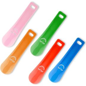 Prasacco 5 Packs Plastic Shoe Horns, 5.91 Inch Shoe Horns for Men Women Portable Travel Shoe Horns Short Shoehorns Durable Shoe Spoon Shoe Helper for Men Women Seniors Kids