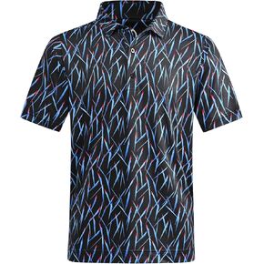 DEOLAX Mens Golf Shirt Fashion Prints Athletic Mens Polo Shirts Short Sleeve Classic Casual Dry Fit Soft Golf Shirts for Men