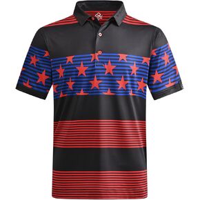 DEOLAX Mens Golf Shirt Fashion Prints Athletic Mens Polo Shirts Short Sleeve Classic Casual Dry Fit Soft Golf Shirts for Men