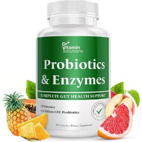 Dr. Vitamin Multi Enzymes, Pre and Probiotics for Digestive Health | 18 Active Enzymes & 1.5 Billion CFU Probiotics for Women & Men | Digestive Enzymes w/Prebiotics for Bloating Relief | 60 Capsules