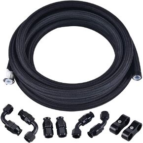 EVIL ENERGY 6AN PTFE Fuel Line Kit, AN6 E85 Fuel Hose Line 10FT Black