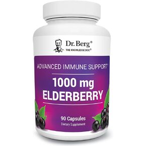 Dr. Berg Black Elderberry Capsules (Advanced Immune Support*) with 15,000 IU Vitamin D, 60 mg of Zinc, & 90 mg of Camu Camu - (4-in-1) Sambucus Elderberry Immune Support Supplement - 90 Capsules