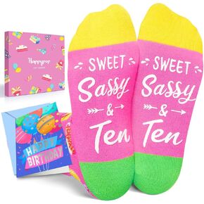 HAPPYPOP 7th Birthday Gifts for Girls - Socks for Kids Age 7, Gift Ideas for Seven Year Old Girls, Birthday Gift Box with Greeting Card